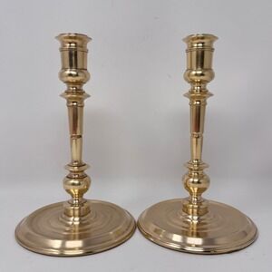 Vintage Baldwin Solid Brass Candlesticks Pair Forged in America 8"